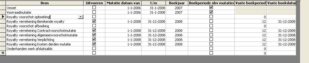 PAC Royalty werkinstructie Journaalposten 1 boekjaar